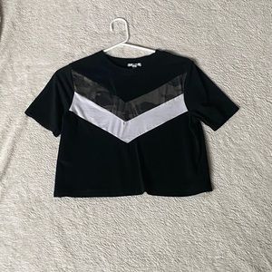 Black top with camo and white